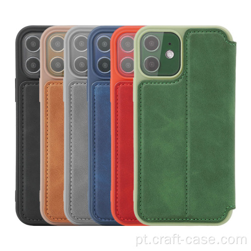 Capa flip vintage de couro para Galaxy S21